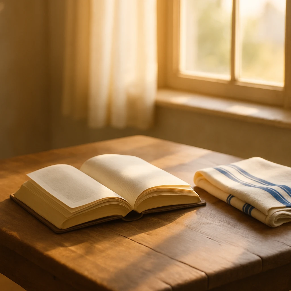 Sidur abierto junto a un talit