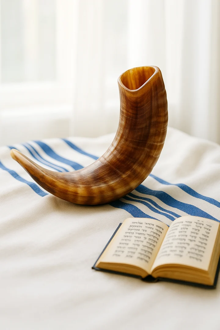 Shofar sobre un talit